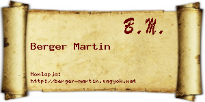 Berger Martin névjegykártya